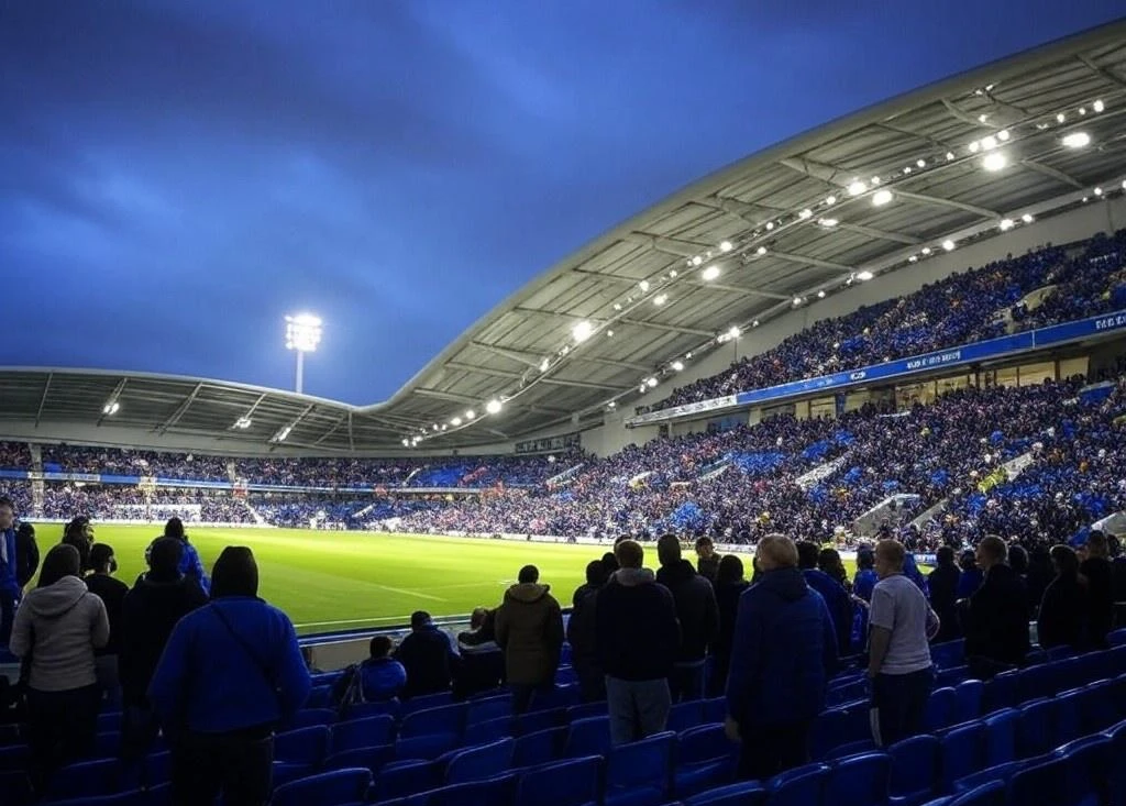 Brighton spiller på amex stadium illustreret fra kortsiden
