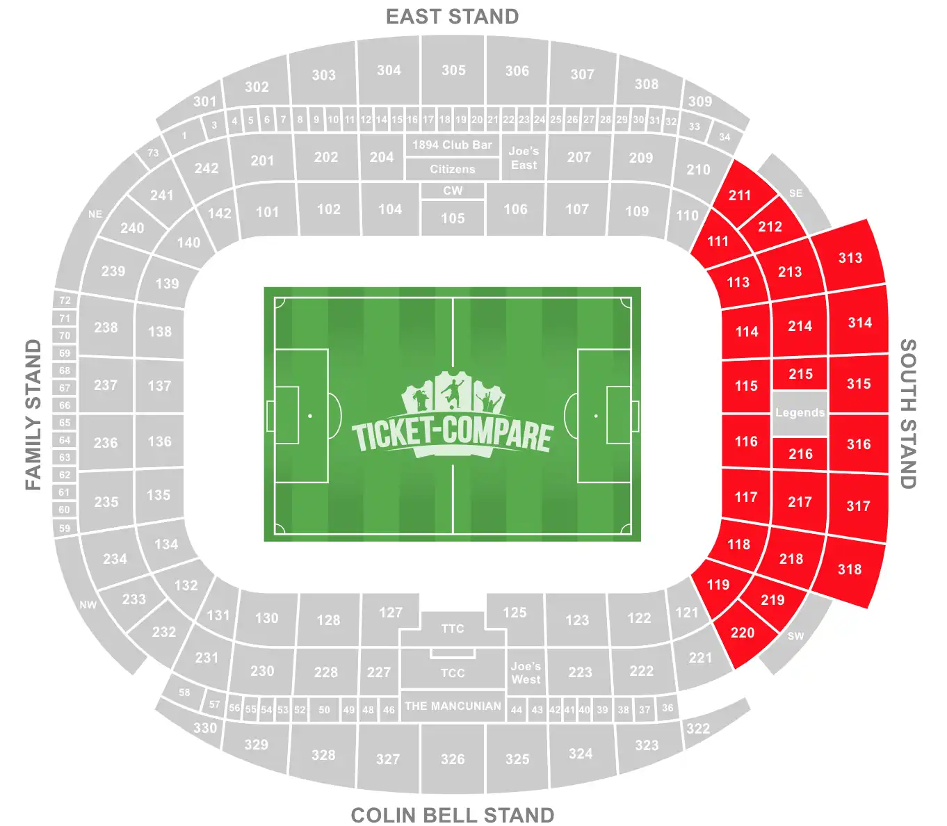 Etihad Stadium Seterplan South Stand