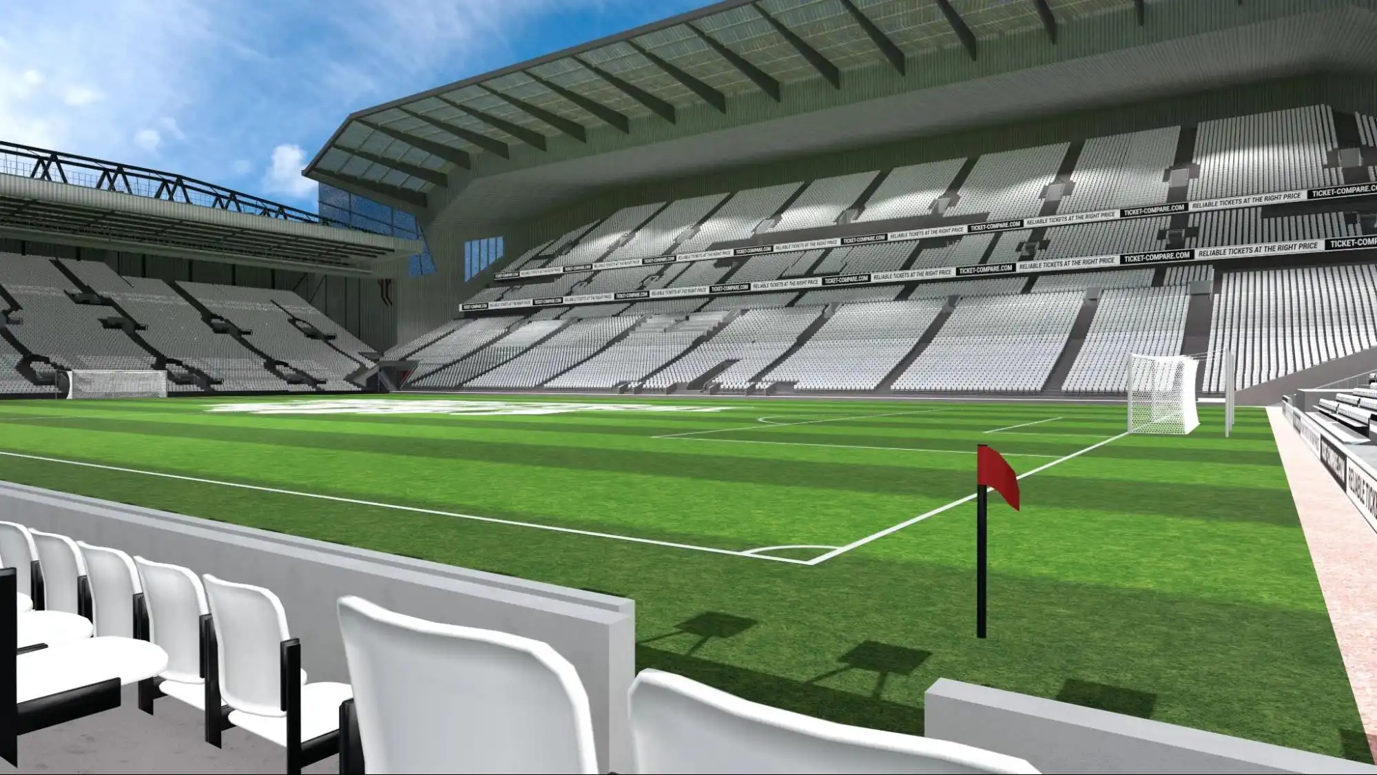 Rødt flagg ved hjørnet av banen