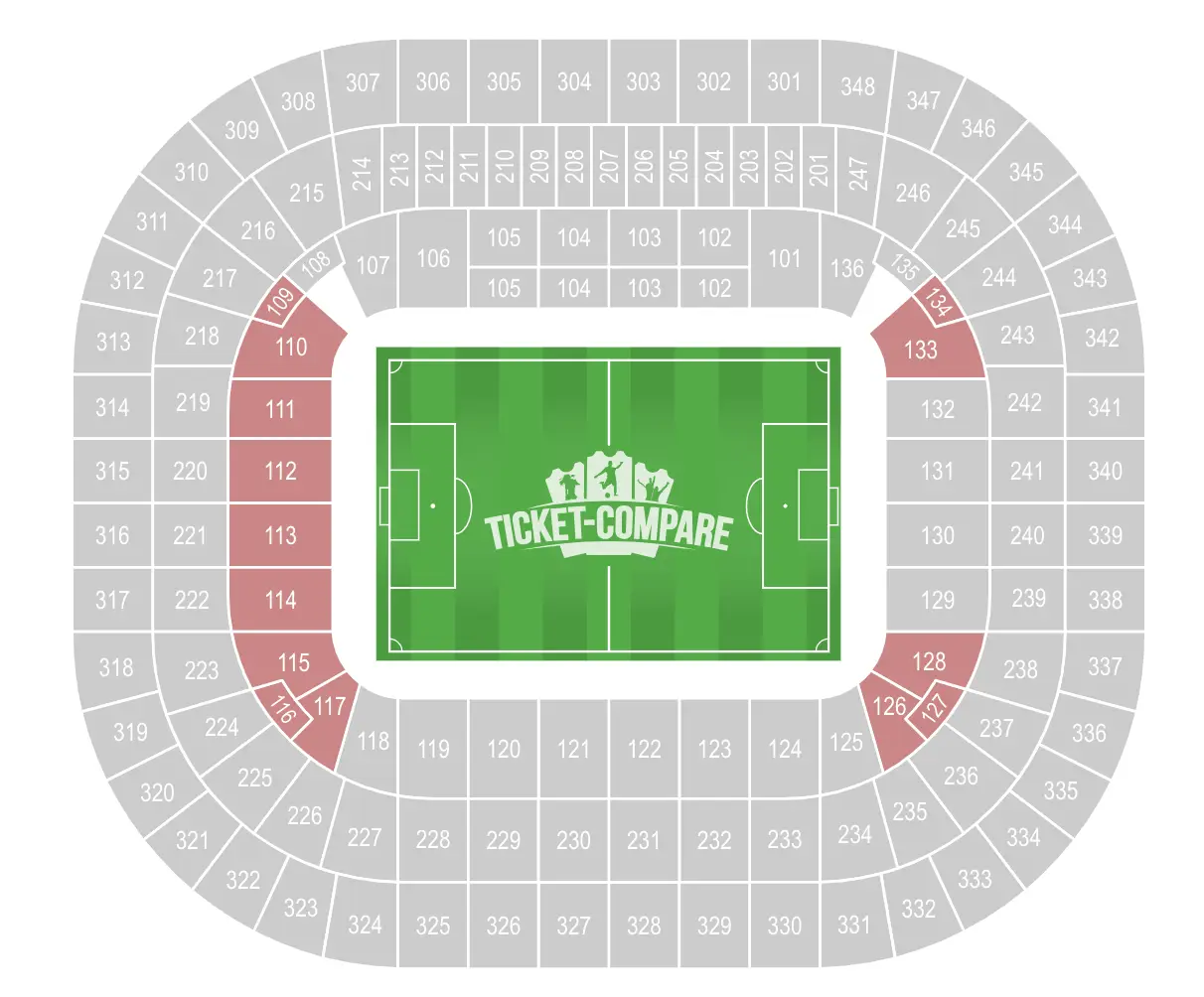 Allianz Arena Seating Plan med ståpladser markeret