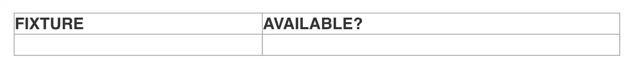 Screenshot af tom match-tabel