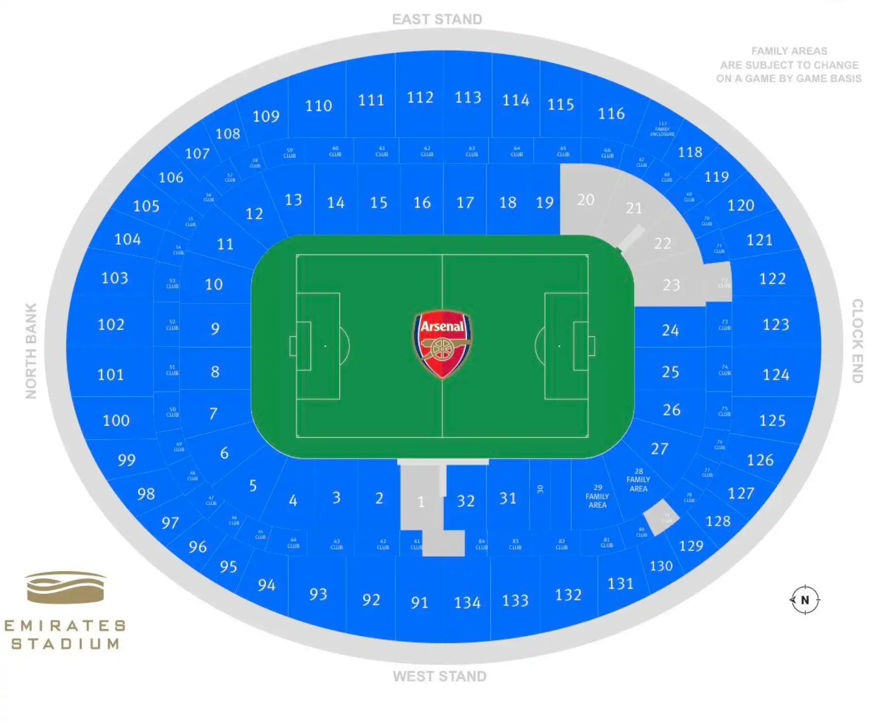 screenshot af Emirates Stadium salsplan