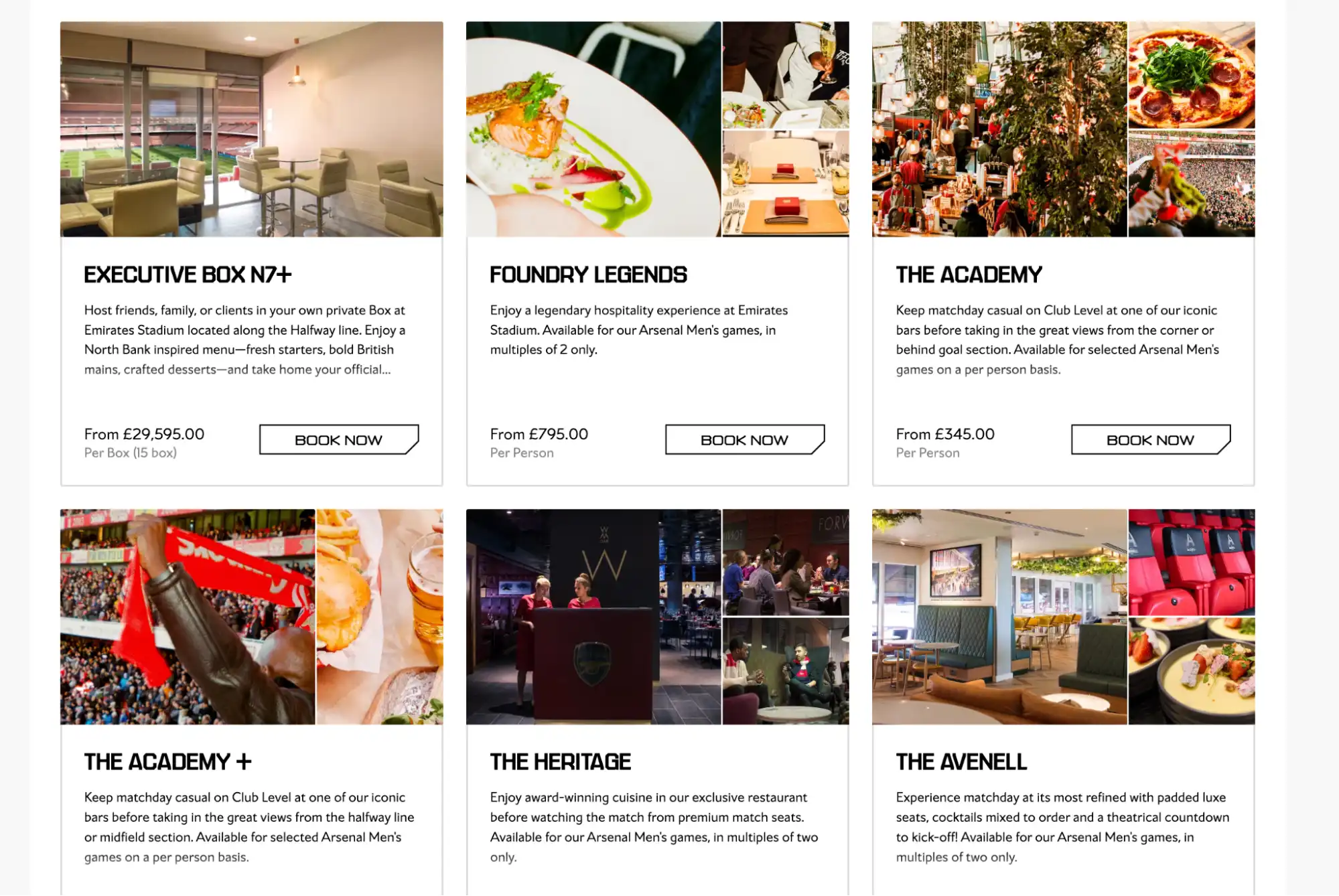 Arsenals store udvalg af hospitality muligheder