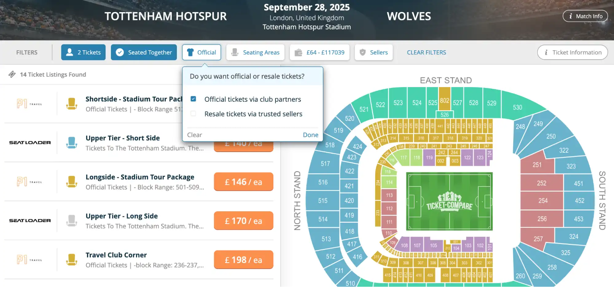 screenshot af 'Official or Resale'-mulighed