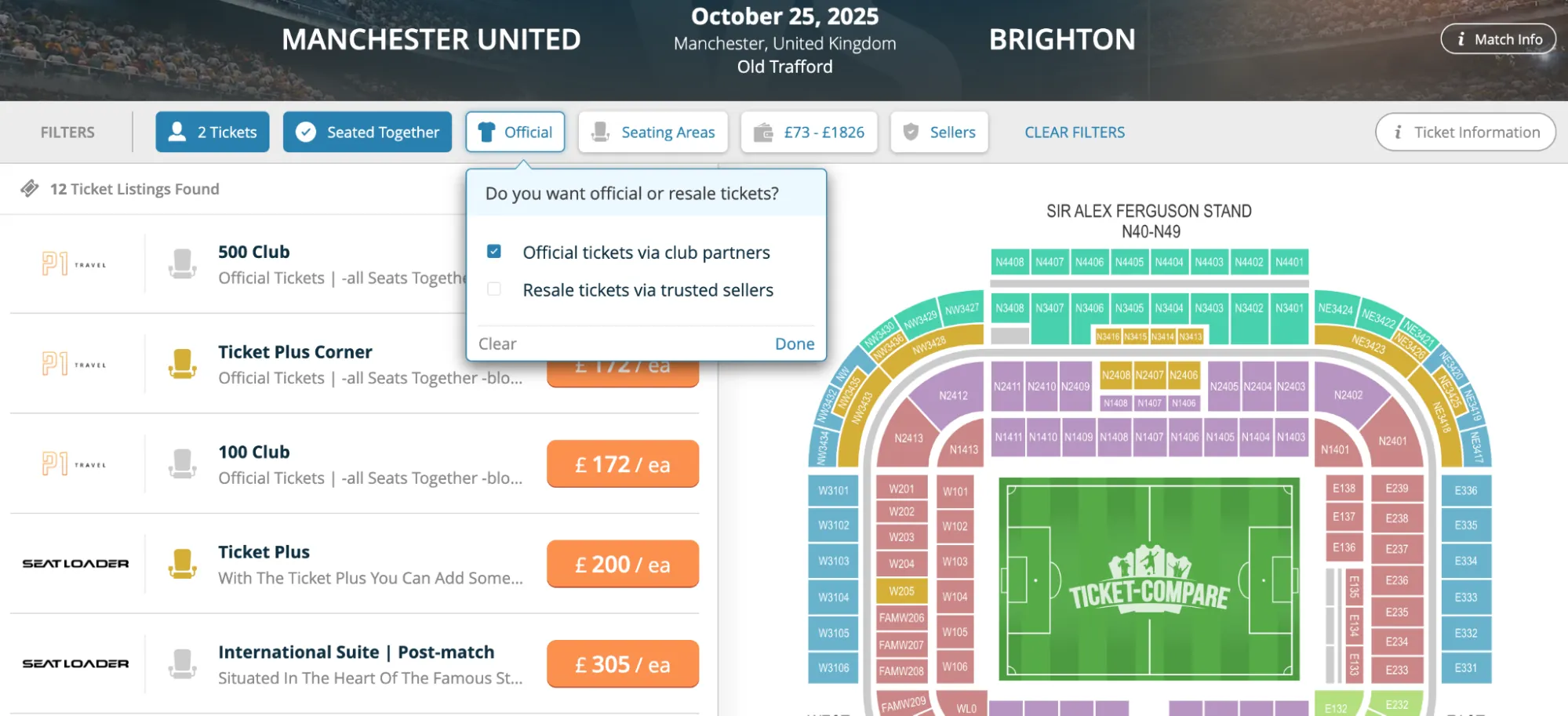 Velg Offisielle billetter for Man U