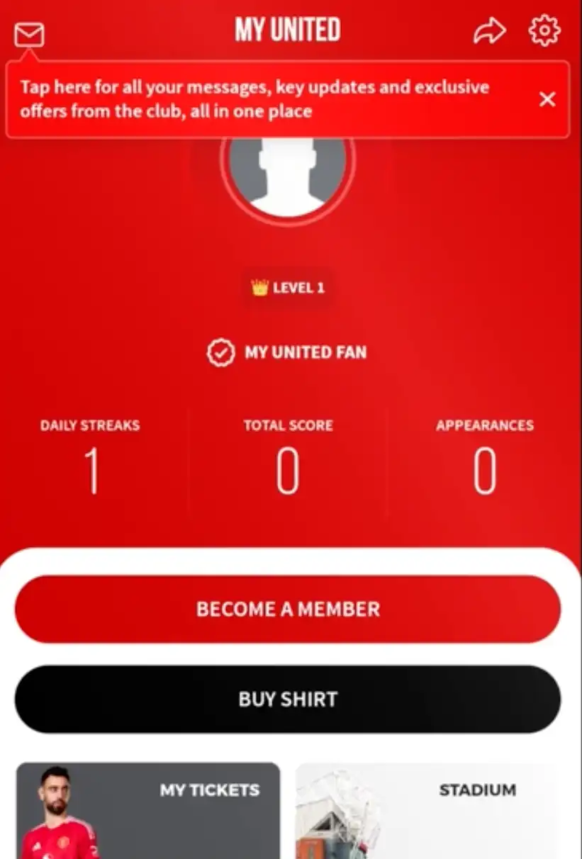 skærmbillede af Manchester United app