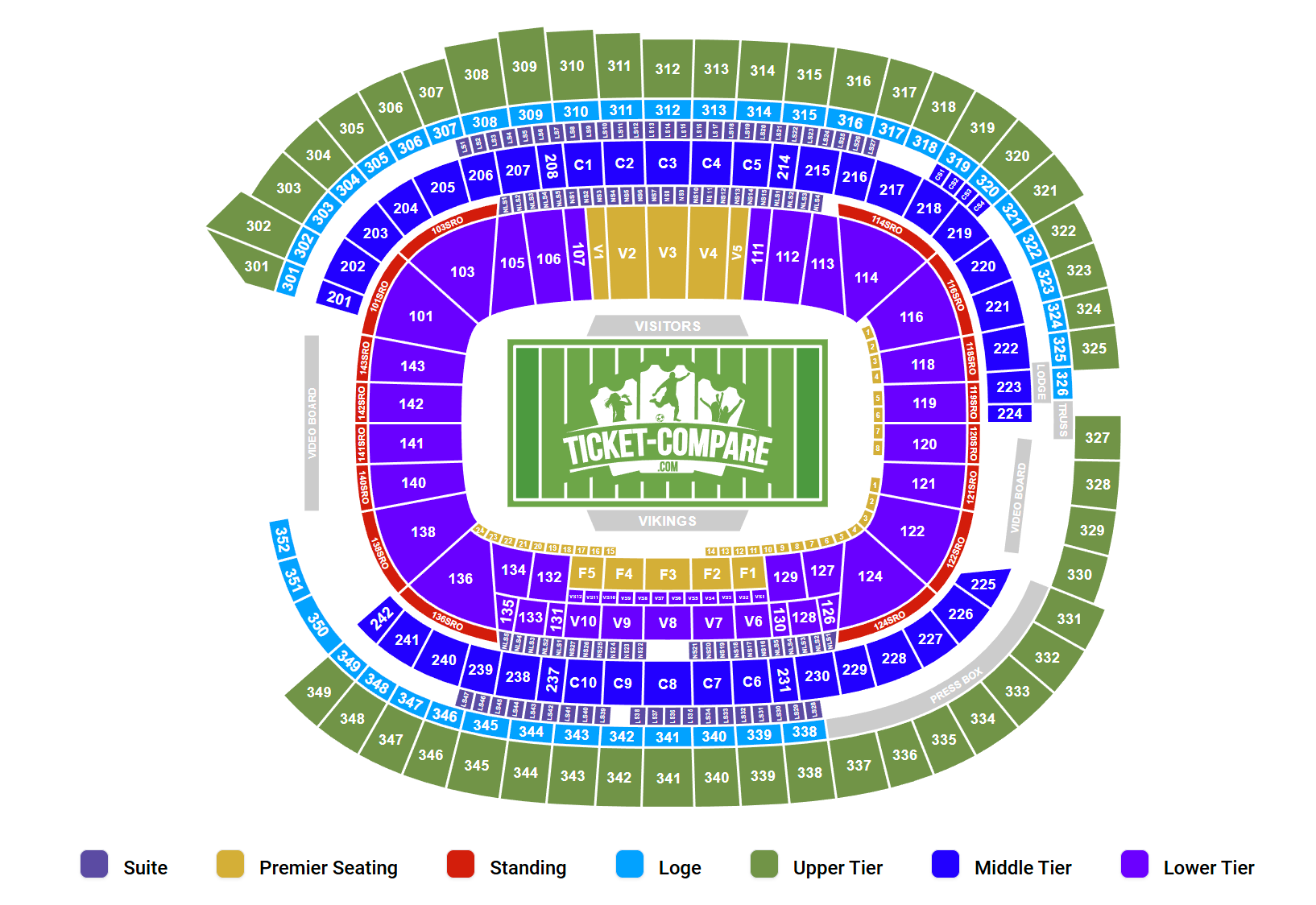 U.S. Bank Stadium Seating Chart