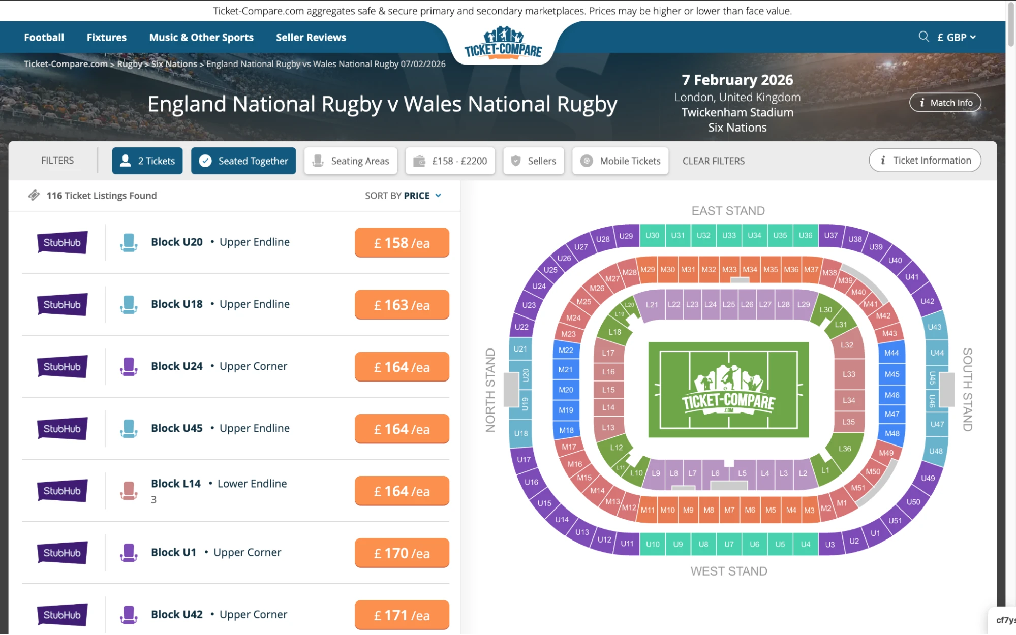screenshot af England National Rugby mod Wales National Rugby billetsiden