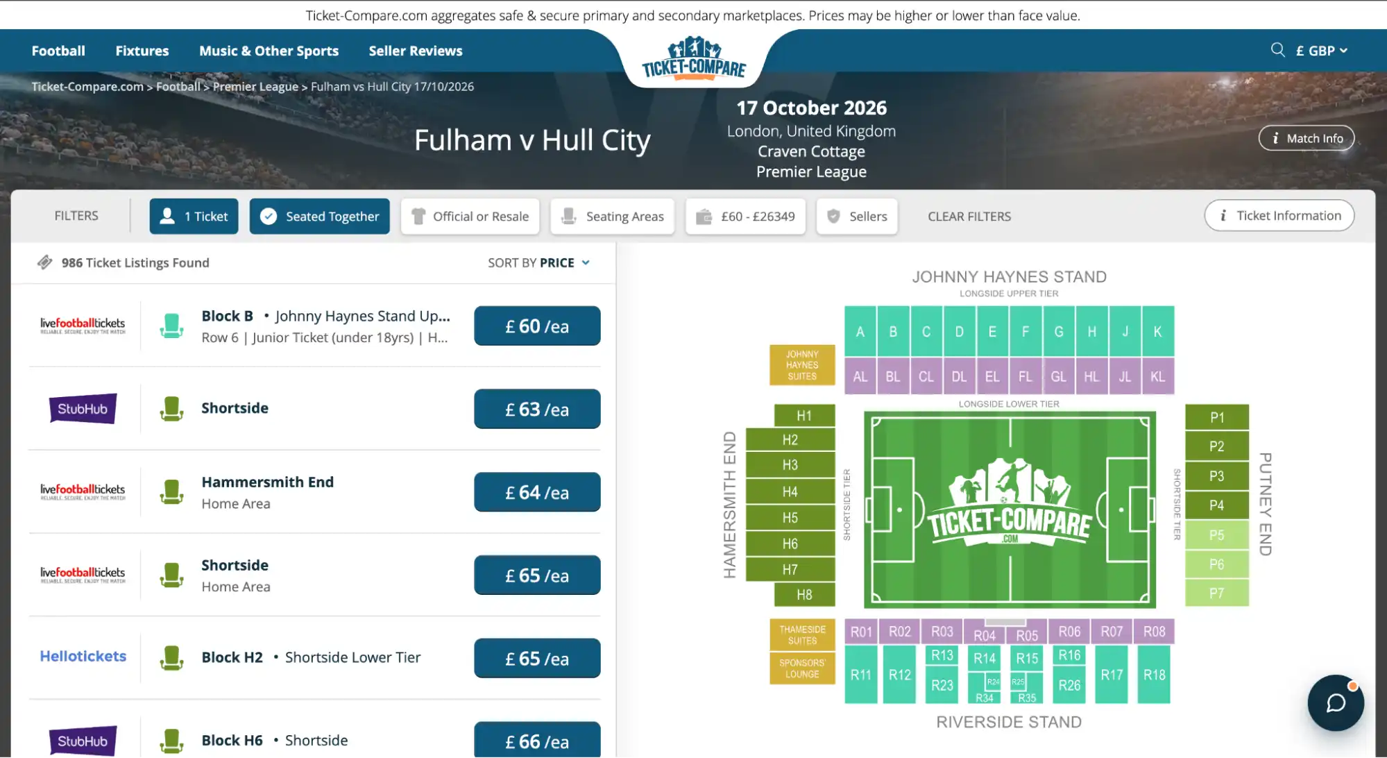 screenshot af Fulham v Hull City billetter